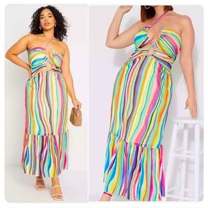 NWT Eloquii Multi Color Maxi Dress Size 16